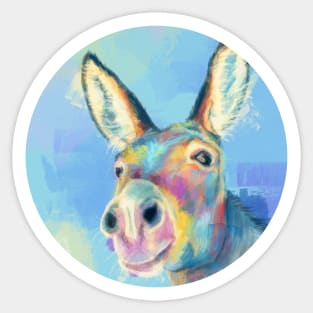 Carefree Donkey - Farm Animal Portrait Sticker